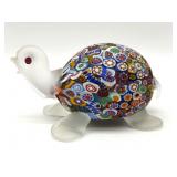 Millefiori Murano Art Glass Turtle Figure 4.5" x