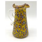 Millefiori Murano Art Glass Pitcher 4.25"