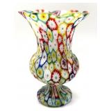 Millefiori Murano Art Glass Vase 6.5" Tall