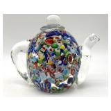 Millefiori Murano Art Glass Teapot Decor 6" x 5"