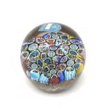 Millefiori Murano Art Glass Paperweight 2" Tall
