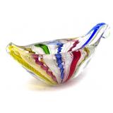 Latticino Murano Art Glass Bowl 7" x 3"