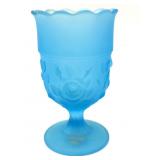 Satin Blue Glass Spooner 5.5" Tall