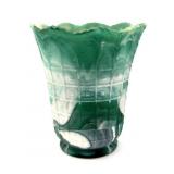 Green Satin Slag Glass Spooner 5" Tall