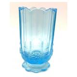 Aqua Blue Glass Spooner 5" Tall