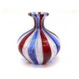 Latticino Murano Art Glass Small Vase 3.5" Tall