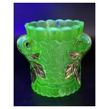 Opalescent Uranium Glass Spooner 5.5" Tall