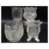 (4) Crystal and Glass Spooners 5" Tall and