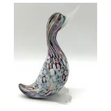 Millefiori Murano Art Glass Duck Figure 6.25"