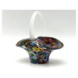 Millefiori Murano Art Glass Small Basket 3.5" x