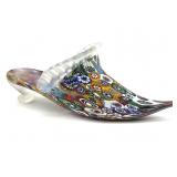 Millefiori Murano Art Glass Slipper 5.5" x 2.25"
