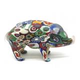 Millefiori Murano Art Glass Pig Figure 3.5" x 2"