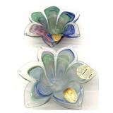 Pair of Murano Art Glass Flower Bowls 5.25" x
