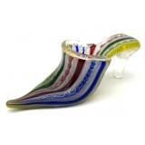 Latticino Murano Art Glass Slipper 5.5" x 2"