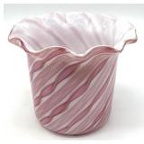 Latticino Murano Art Glass Small Vase 3" Tall
