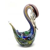 Millefiori Murano Art Glass Swan Figure 5" Tall