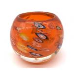 Orange Art Glass Votive Candle Holder 2.5" Tall