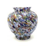 Millefiori Murano Art Glass Vase 6.75" Tall- no