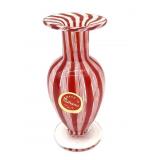 Latticino Murano Art Glass Red Small Vase 3.75"