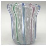 Latticino Murano Art Glass Toothpick Holder 2.5"