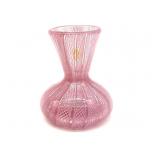 Latticino Murano Art Glass Pink Small Vase 2.5"