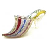 Latticino Murano Art Glass Slipper 5" x 2"