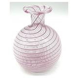Latticino Murano Art Glass Pink Vase 3.75"