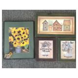 Sunflower, Angel, and Birdhouses Framed Prints