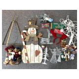 Wood Snowman, Christmas Tree Folding Metal Card
