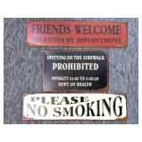 (3) Metal Signs 19.5" and Smaller : No Smoking,