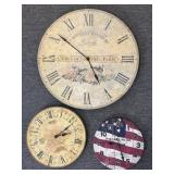 (3) Wall Clocks 24" and Smaller