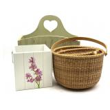 Heard Handled Wood Organizer Box, Wood Box, and