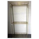 Gold Colored Metal Shelf on Wheels 35.5" x 16" x
