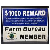 Farm Bureau Reward Metal Sign 16" x 12"