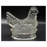 Vintage Hen on Nest Glass Candy Container 5" x