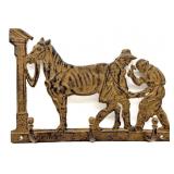 Painted Cast Iron Ferrier and Horse Wall Hook