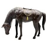 Vintage Leather Paper Mache Horse Figure 19" x