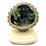 Ostrich Egg Miniature Scene Music Box 7"
