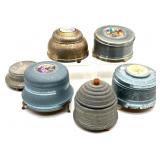 Vintage Powder Dish Metal Music Boxes 4" Tall and