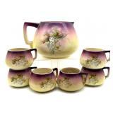 Antique Stoneware Pitcher and Cup Set- pitcher