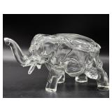 Vintage Glass Elephant Lidded Dish 7.5" x 3" x 4"