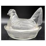 Vintage Fenton Satin Glass Hen on Nest Dish 5.5"
