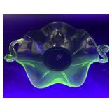 Uranium Glass Fish Handled Plate 8" x 5.5"