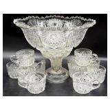 Antique/Vintage Pressed Glass Punchbowl with