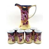 Antique Porcelain Pitcher, Platter, and Cup Set-