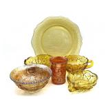 Vintage Amber Madrid Glass Platter 11", Amber