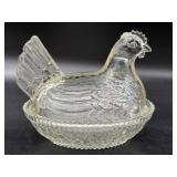Small Glass Hen on Nest Dish 4.5" x 3.5" x 4"