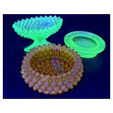 Uranium and UV Reactive Glass Salt Cellars 3.25"