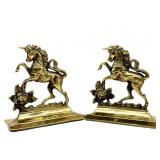 Brass Unicorn Bookends 6" Tall