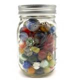 Shooter Marbles and More Marbles in Glass Jar-
